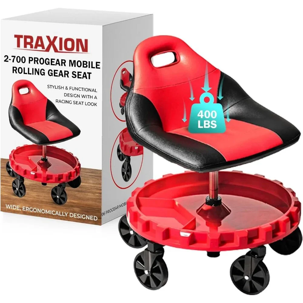 2-700 ProGear Mobile Rolling Gear Seat W/Equipment Tray and Five All-Terrain 5" - Picture 1 of 7